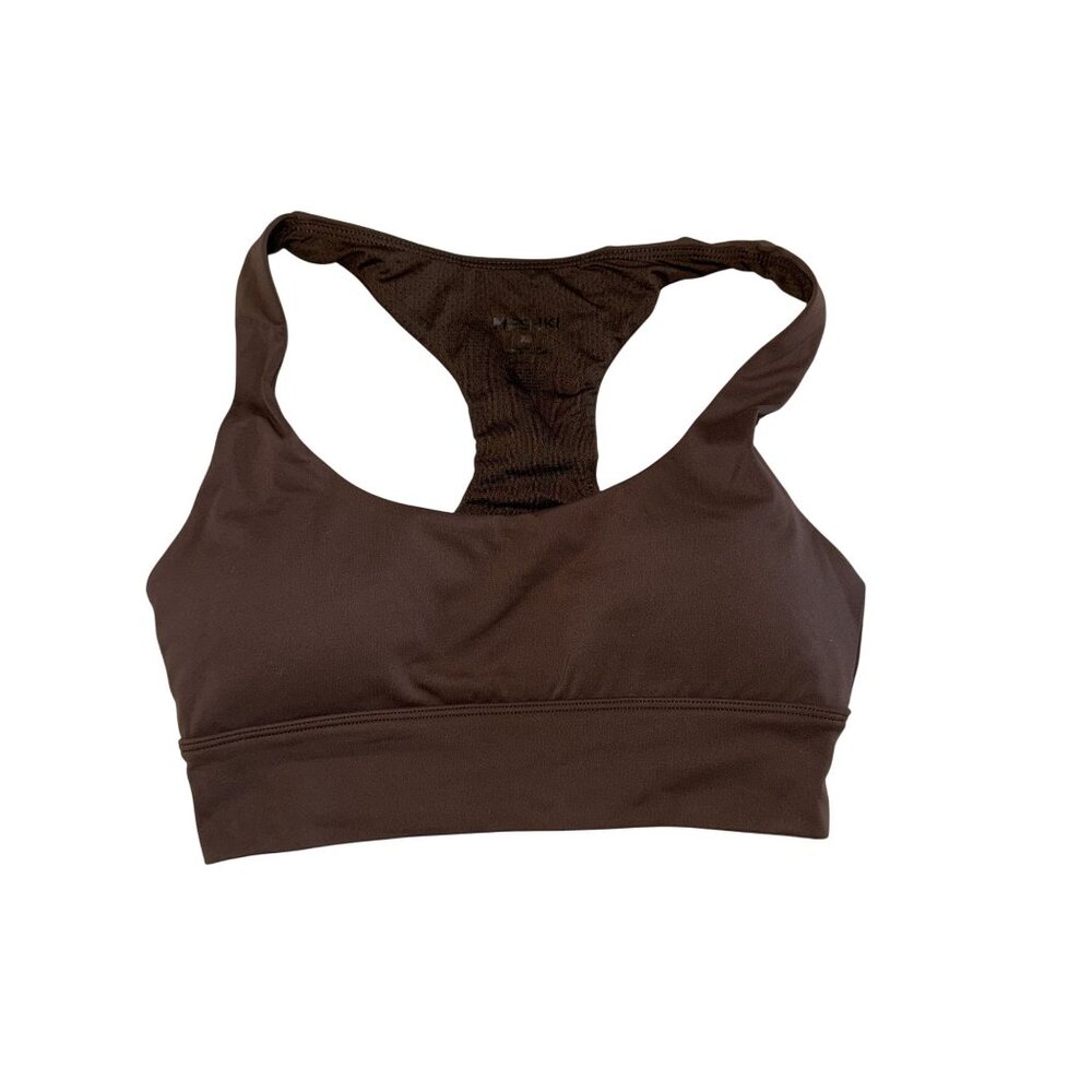 Meshki Brown Scoop Neck Racerback Activewear Sports Bra Women's X-Small XS